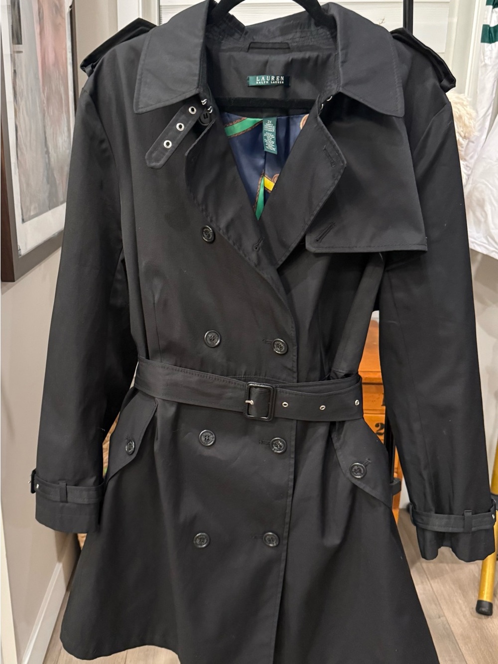 Ralph Lauren Black Double-Breasted Trench with Belt NWOT XXL - Picture 13 of 13